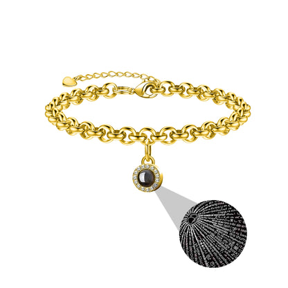 Projection photo round bubble couple bracelet