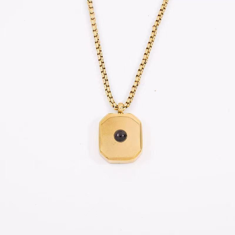 Photo projection square necklace
