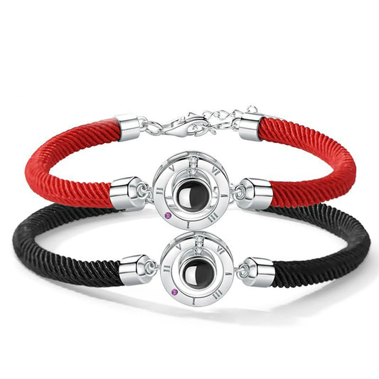Pulsera circular trenzada con proyección de fotos