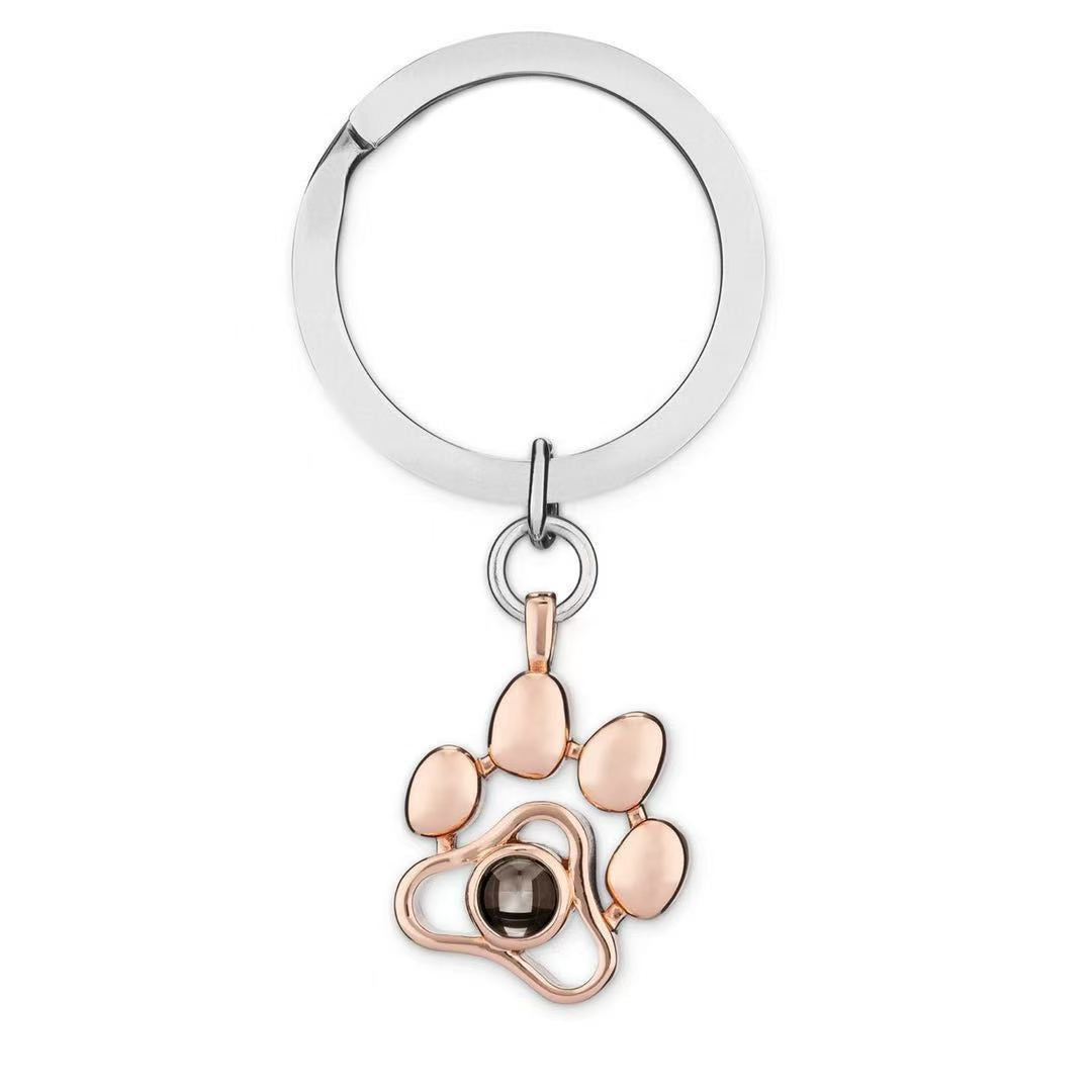 Photo projection dog paw necklace