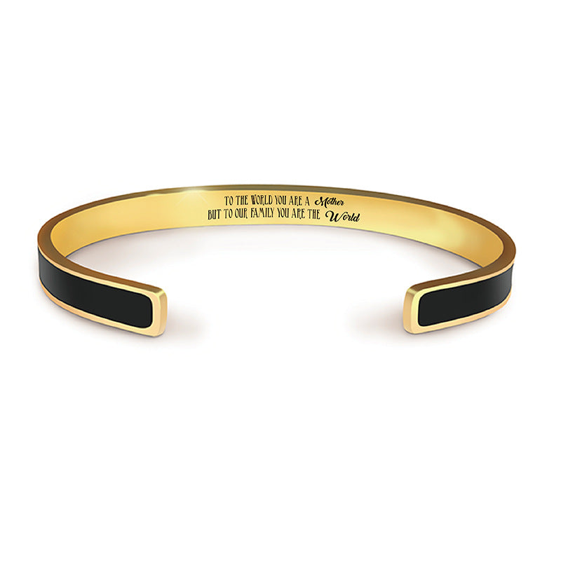 Laser Engraved Oil-Dripping Gold Bracelet