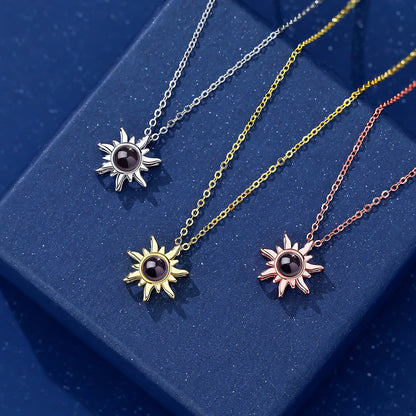 Photo projection sunflower necklace