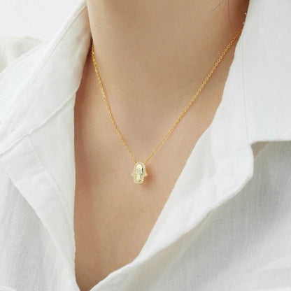 Collar de circón con palma y personalidad de moda