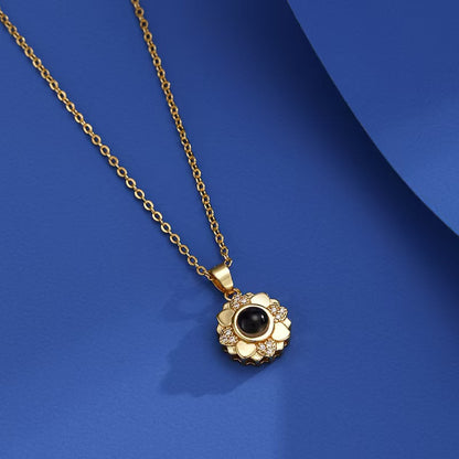 Photo projection sunflower necklace