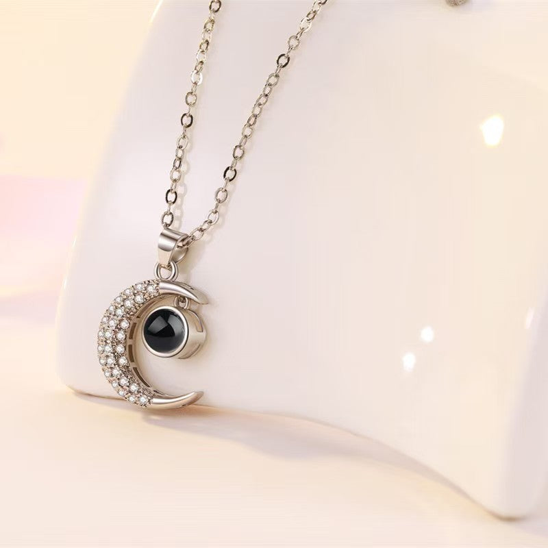 Photo Projection Moon Pendant Necklace