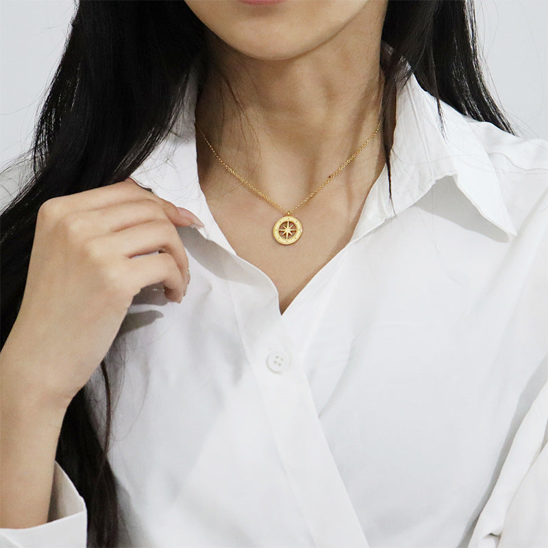 Fashionable and popular personality retro eight-pointed star necklace