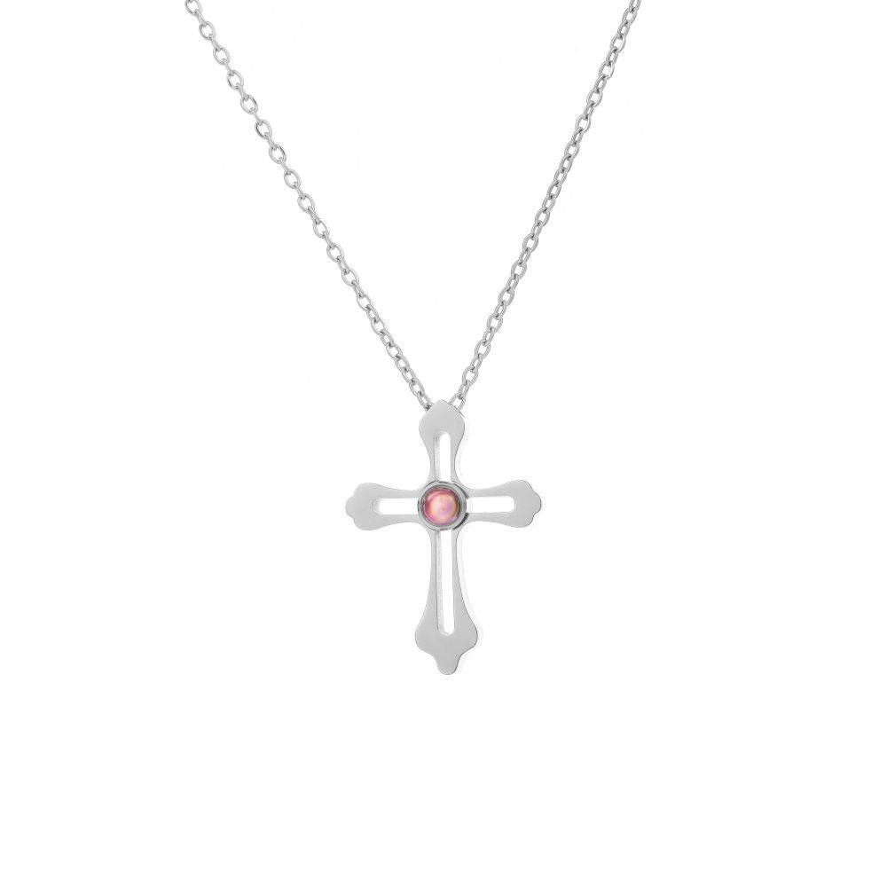 Photo Projection Cross Necklace