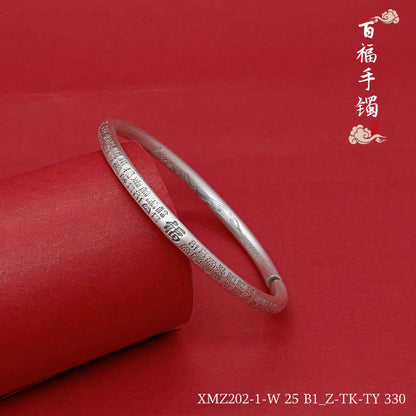 Pulsera de plata de ley con escrituras étnicas