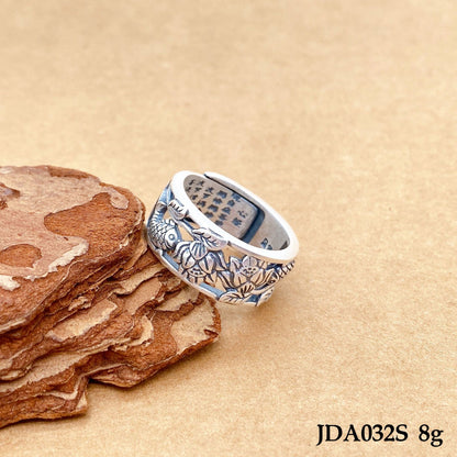 Anillo de plata de ley con peonía de moda