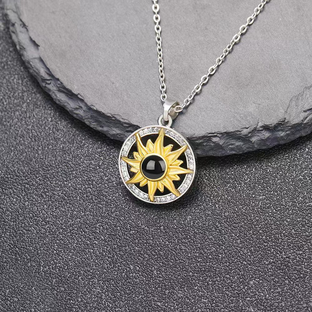 Photo projection sunflower necklace