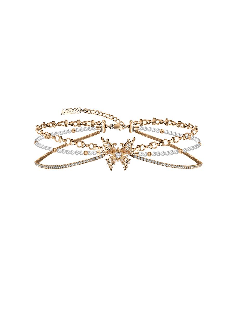 Butterfly dance multilayer necklace
