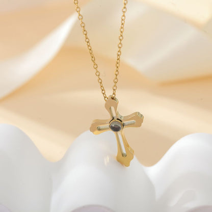 Photo Projection Cross Necklace