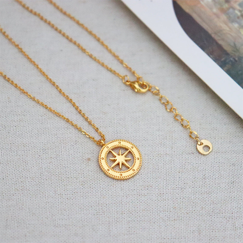 Fashionable and popular personality retro eight-pointed star necklace