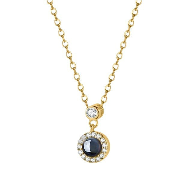 Photo projection zircon necklace