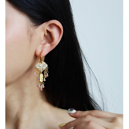 Chinese ancient retro colorful oil drop earrings