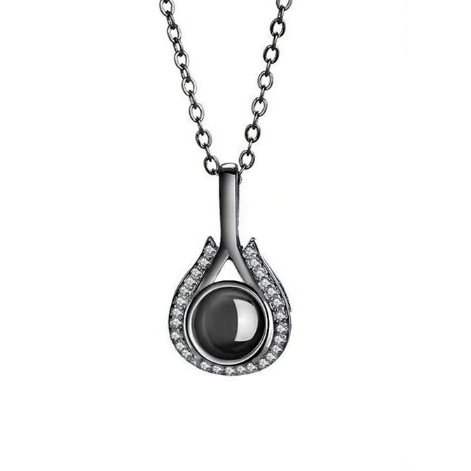 Photo projection heart-shaped teardrop necklace