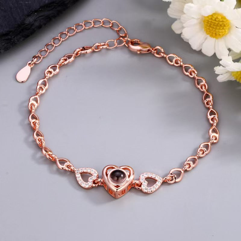 Pulsera de proyección de fotos en forma de corazón 