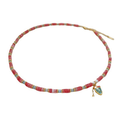 Nuevo collar de cuentas hecho a mano con flores coloridas de estilo chino 