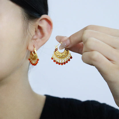 Exquisitos pendientes de borlas antiguos orientales