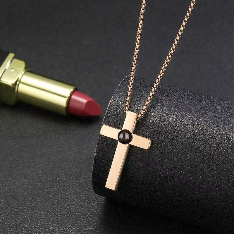 Photo Projection Cross Necklace
