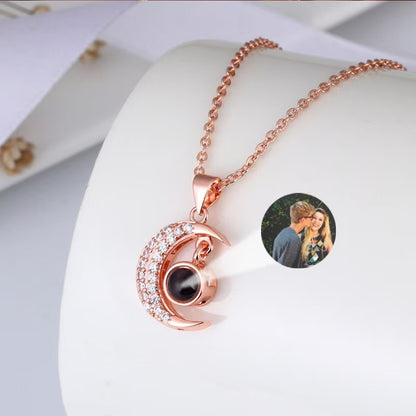 Photo Projection Moon Pendant Necklace