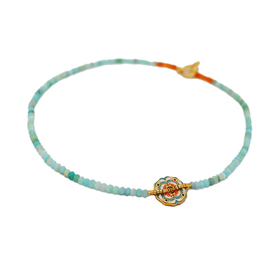 Chinese style fashionable colorful flower beaded necklace
