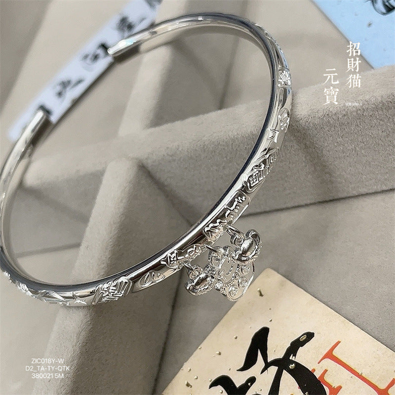China Sterling silver new Chinese style ingot open bracelet