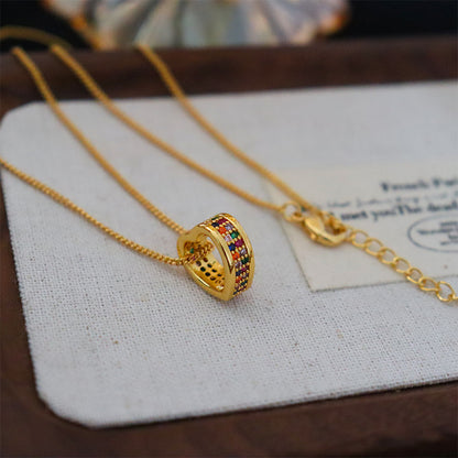 Women's simple personality colorful zircon heart necklace