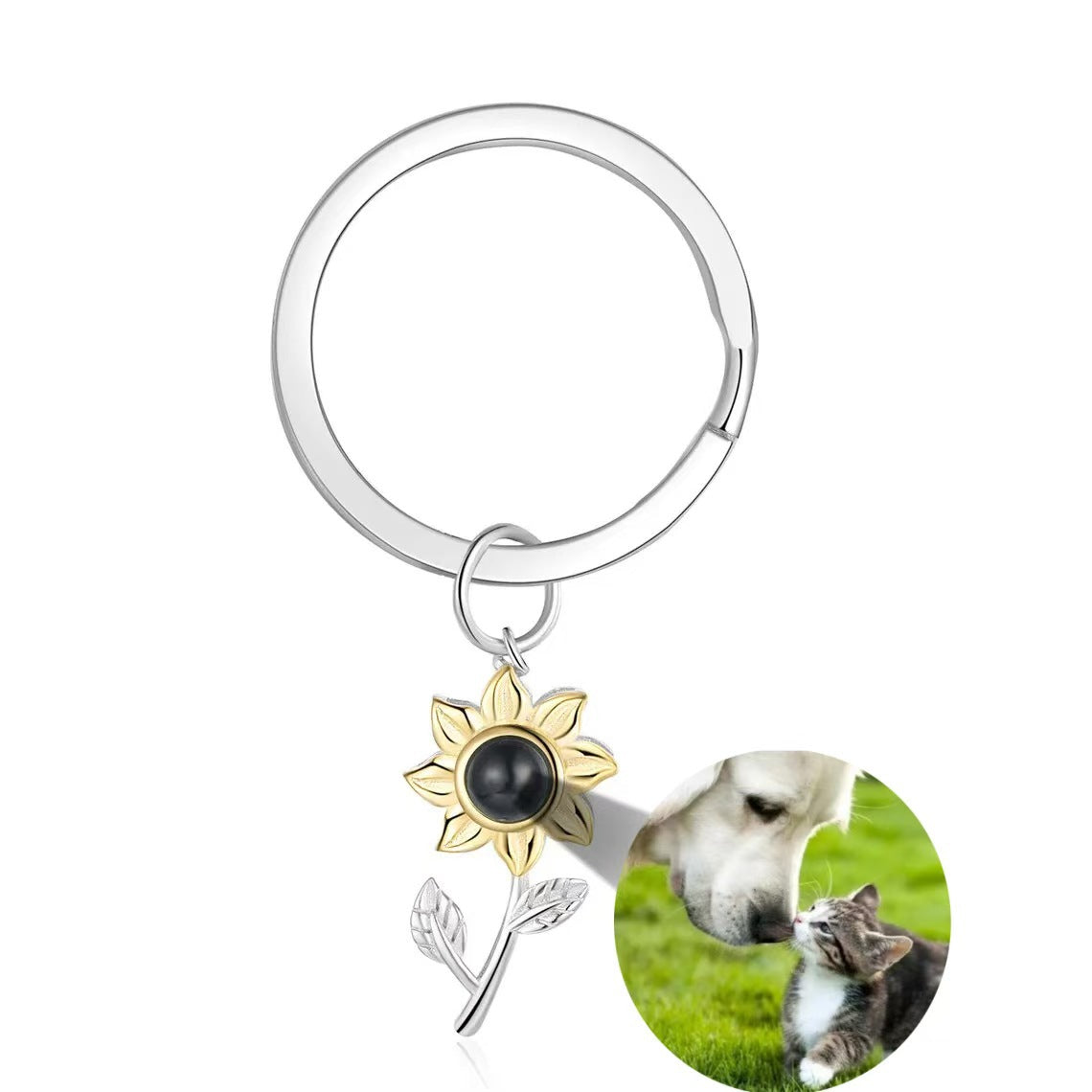 Collar de girasol con proyección de fotos
