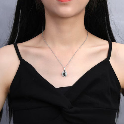 Photo projection heart-shaped teardrop necklace