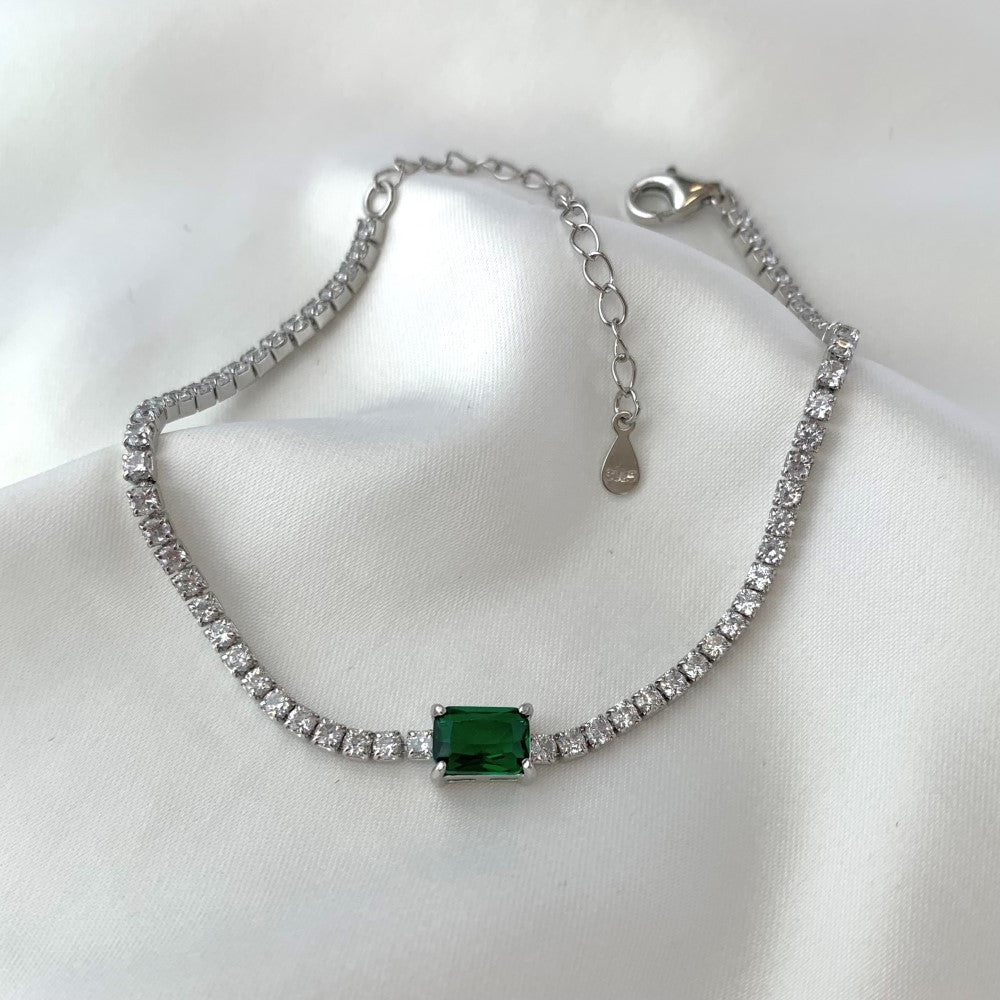 Pulsera de tenis de lujo con circonita esmeralda