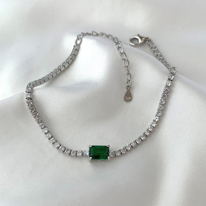 Pulsera de tenis de lujo con circonita esmeralda