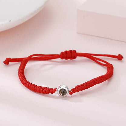 Photo projection colorful couple braided bracelet
