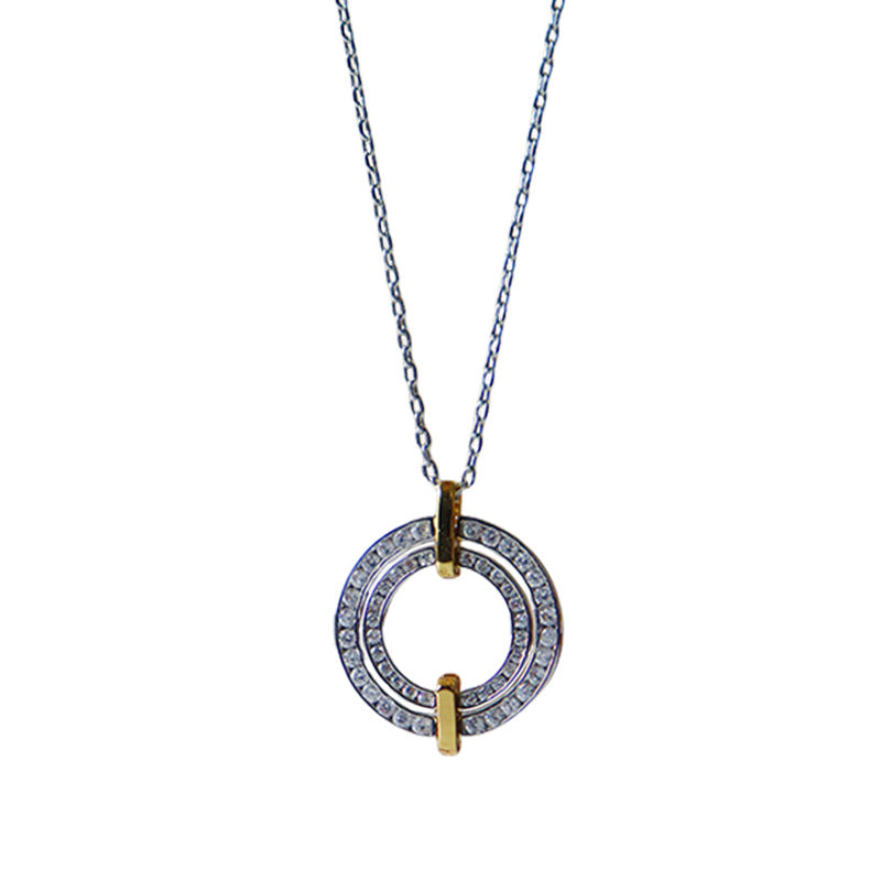 Novelty retro zircon double ring necklace women's accessories