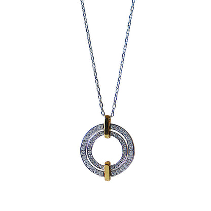 Novelty retro zircon double ring necklace women's accessories