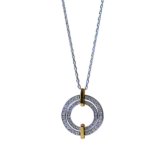 Novelty retro zircon double ring necklace women's accessories