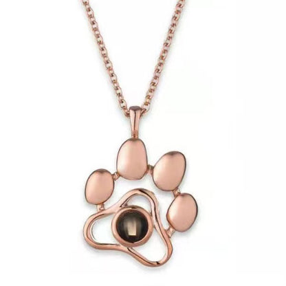 Photo projection dog paw necklace