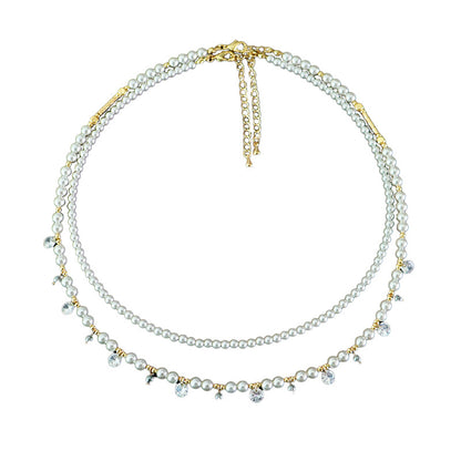 Exquisito collar apilable de perlas de circonita vintage