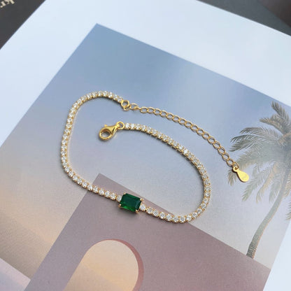 Pulsera de tenis de lujo con circonita esmeralda
