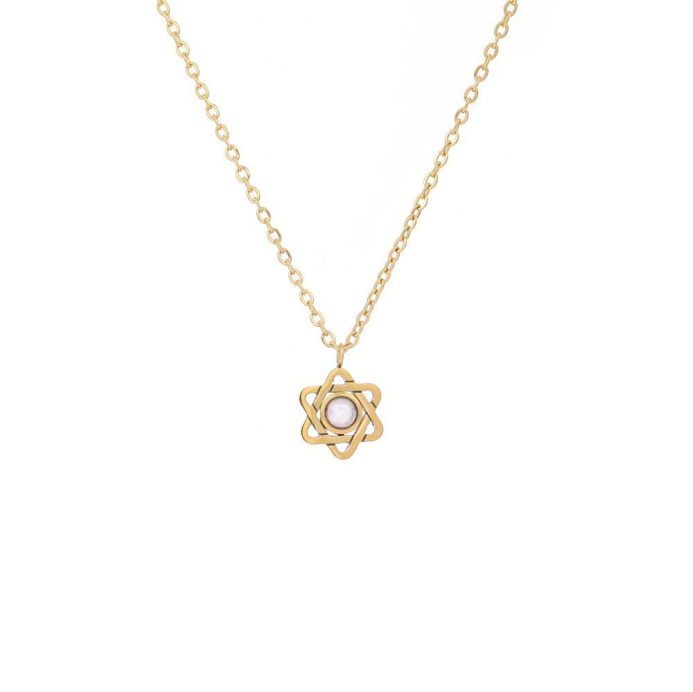 Photo projection six-pointed star necklace