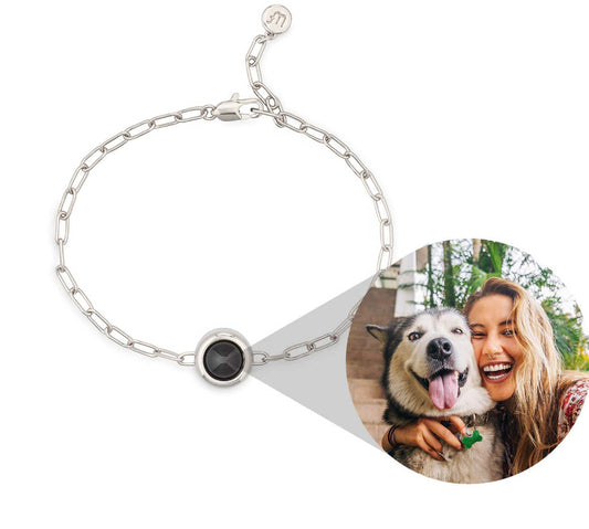 Pulsera circular con proyección de fotos en idioma inglés 