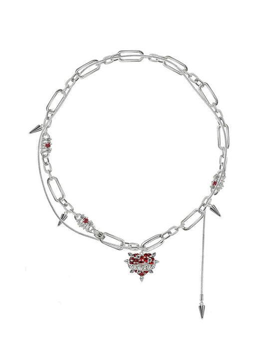 Collar de corazón rojo de amor 