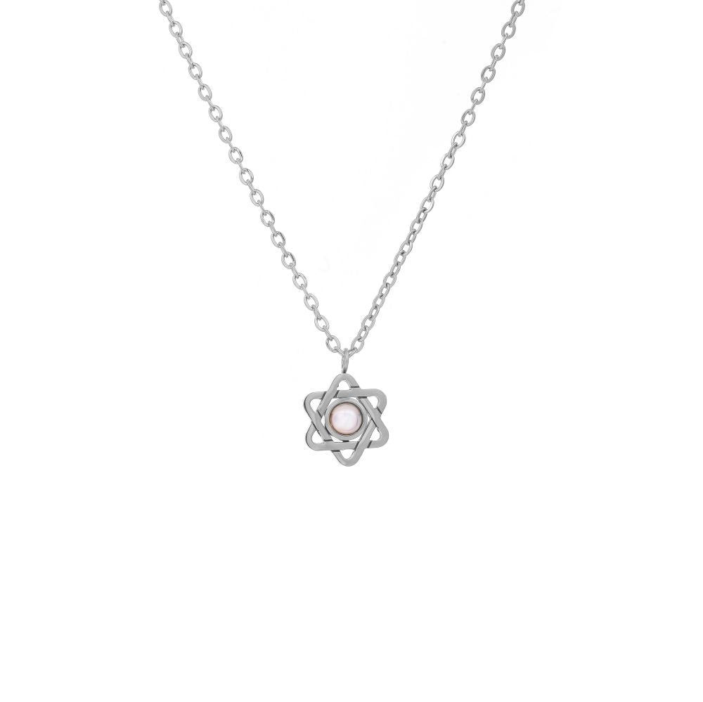 Photo projection six-pointed star necklace