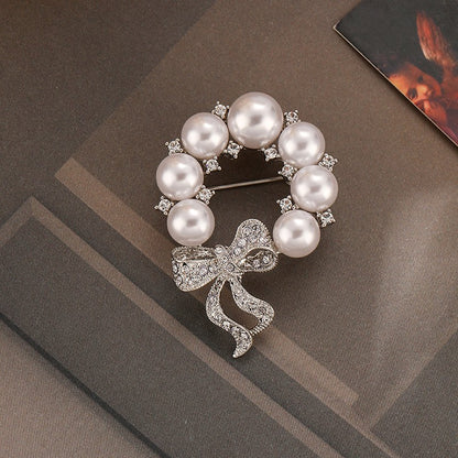 High-grade zircon pearl butterfly brooch simple niche clothing women's accessories
