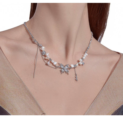 Baroque butterfly pearl necklace