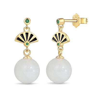 Pendientes estilo chino con nudo de abanico