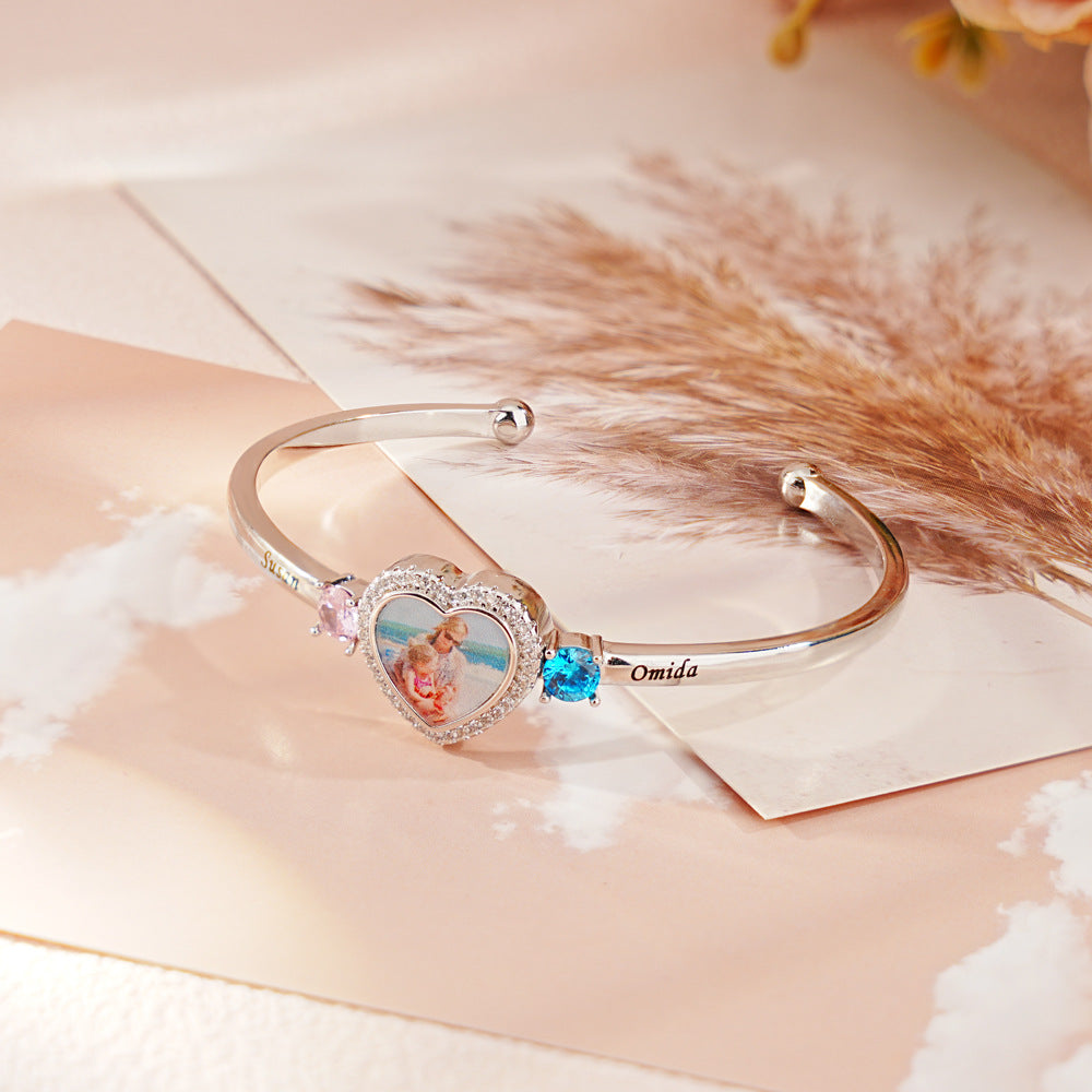 Custom photo heart photo bracelet