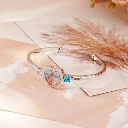 Custom photo heart photo bracelet