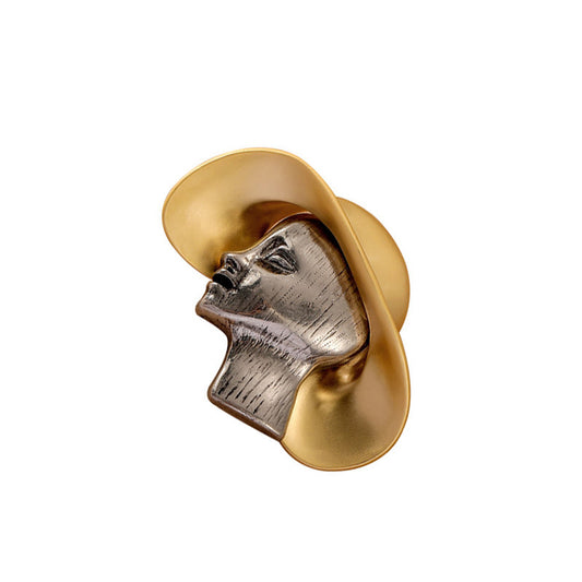 Retro unique personality contrast color straw hat girl brooch suit accessories for women