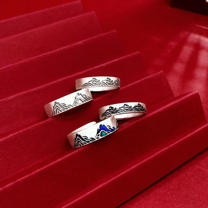 Anillo de pareja de lujo en plata de ley